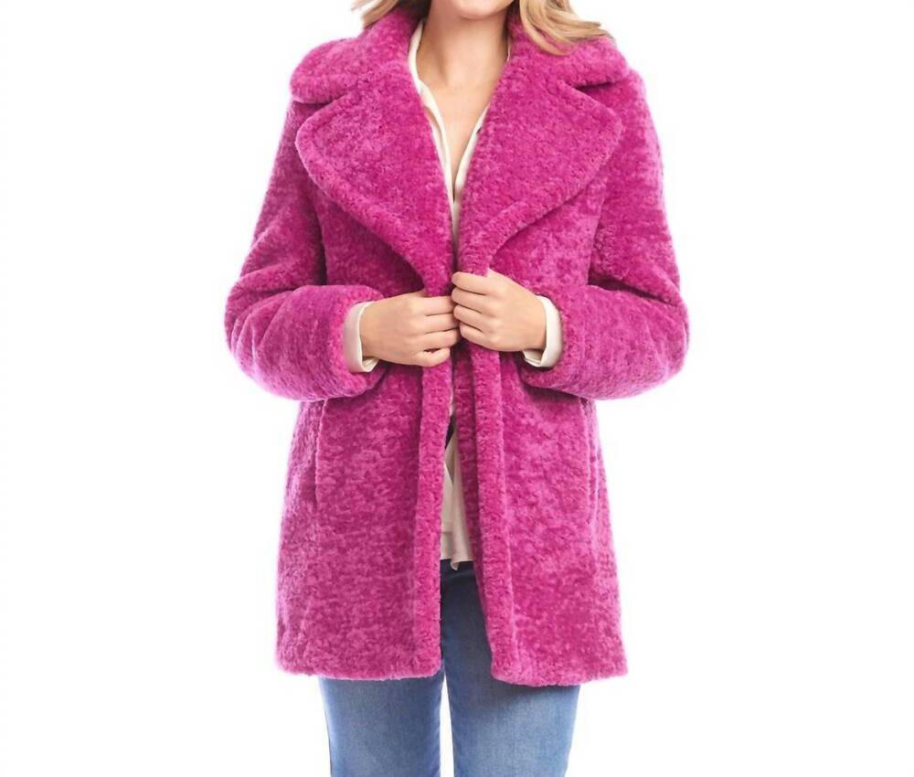 NEW KAREN KANE ophelia sherpa coat in orchid